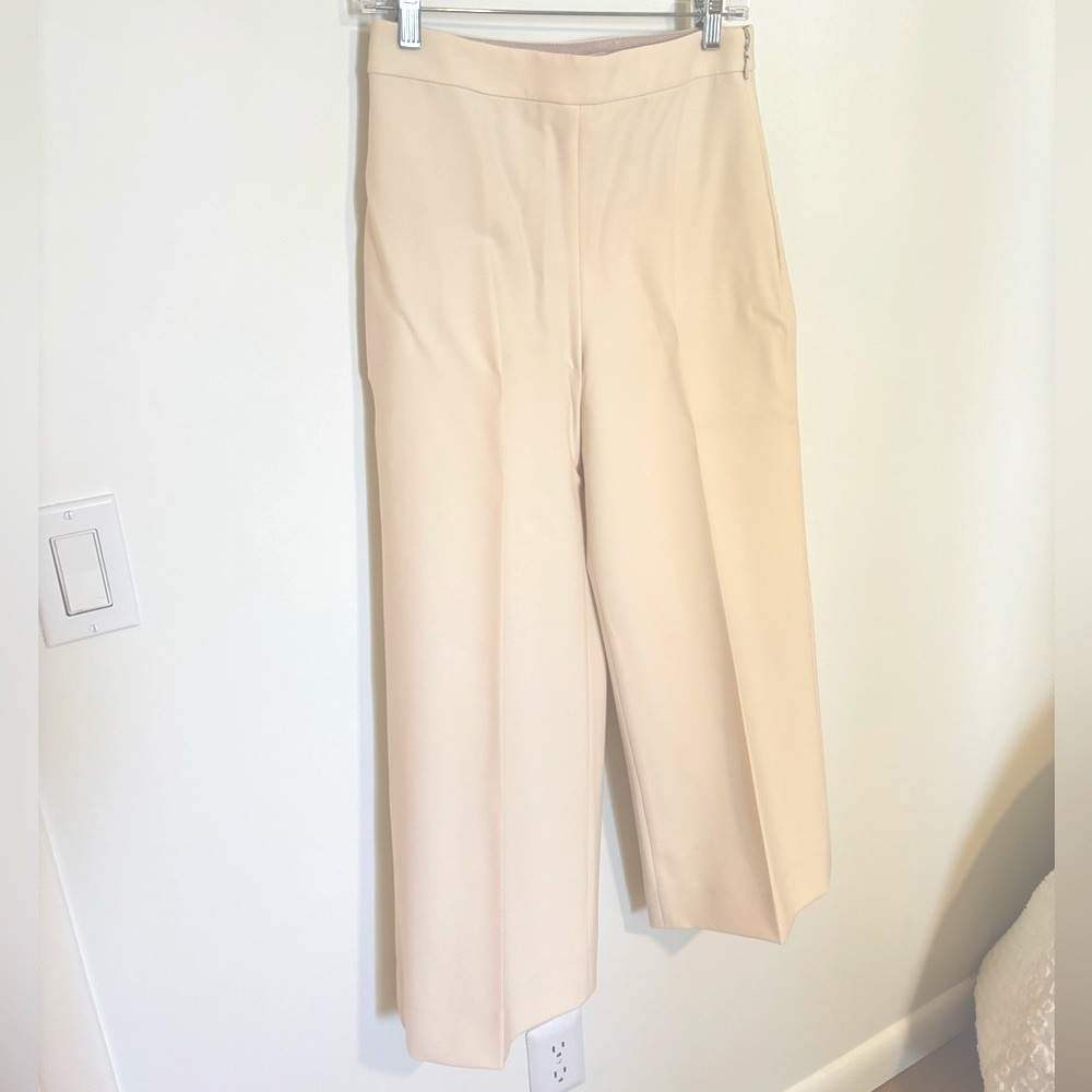 Rebecca Taylor ivory cream wide leg stretch pants size 4